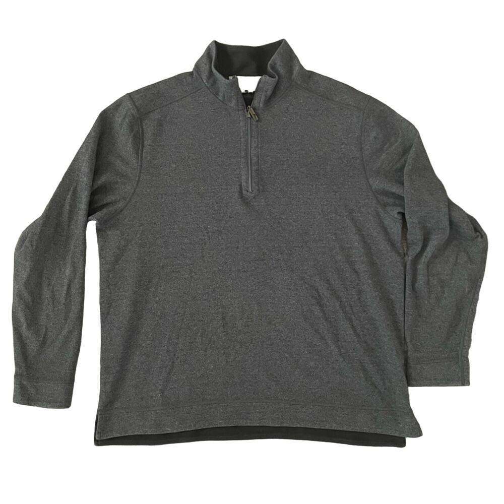 Tommy Bahama Men’s Reversible Quarter Zip Pullover Sweater Black Gray‎ Large